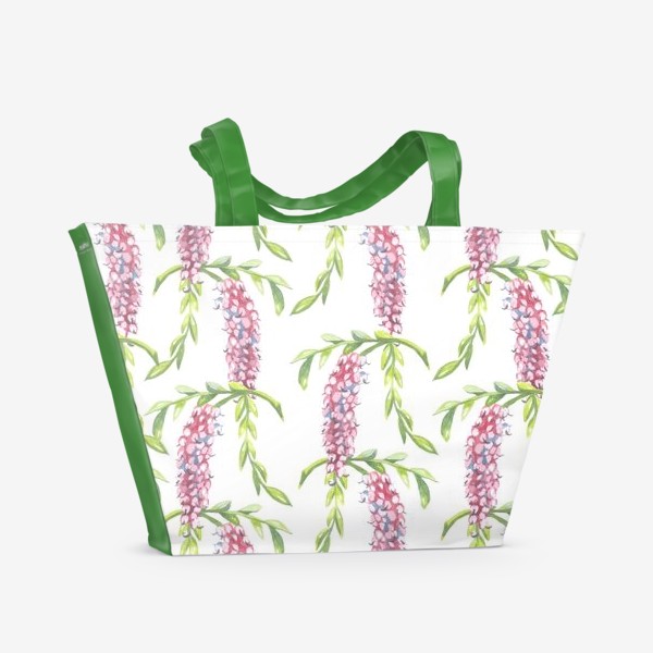 Пляжная сумка «паттерн акварель растительный орнамент цветы или ягоды»