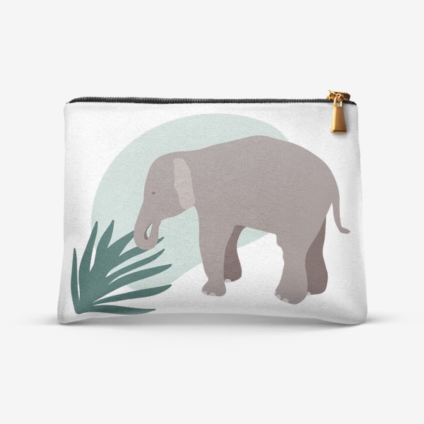 Косметичка «Слон с абстрактными пятнами и растениями»