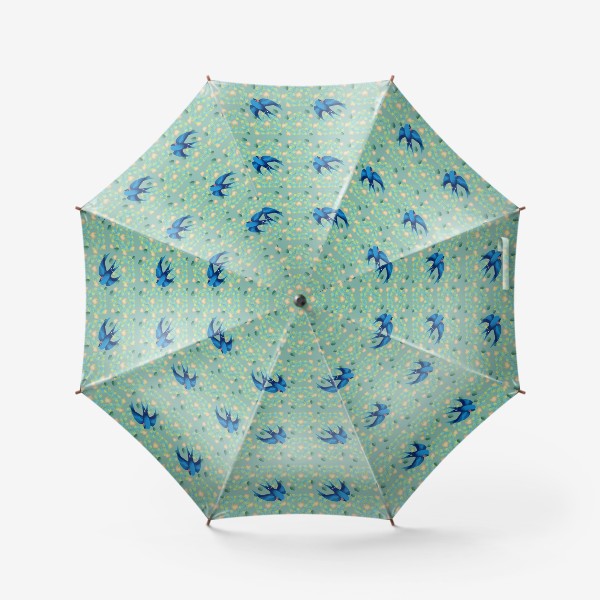 Зонт «ласточка на зеленом цветочном фоне»