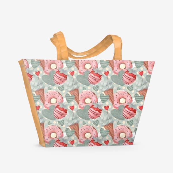 Пляжная сумка «пончики и сладости паттерн»