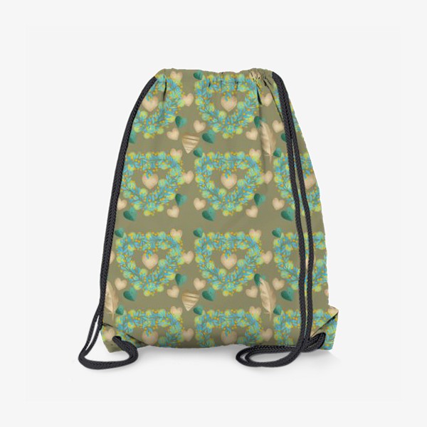 Рюкзак «зеленый паттерн сзолотым пером»