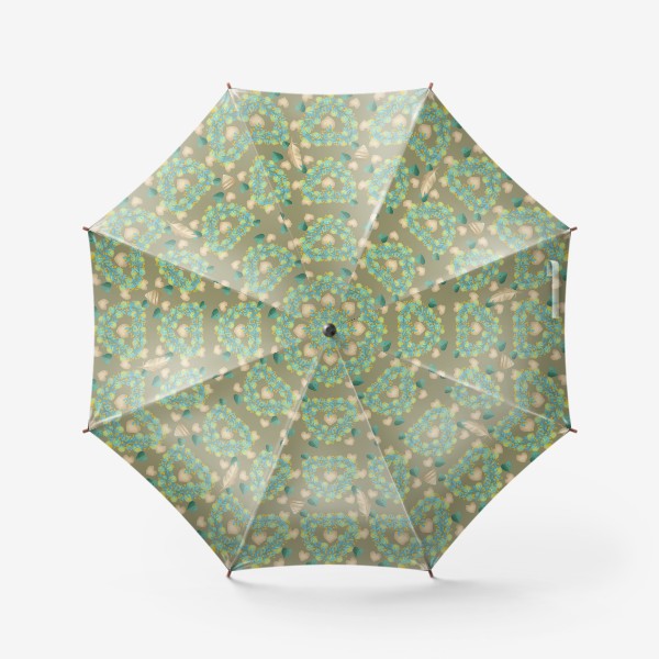 Зонт «зеленый паттерн сзолотым пером»