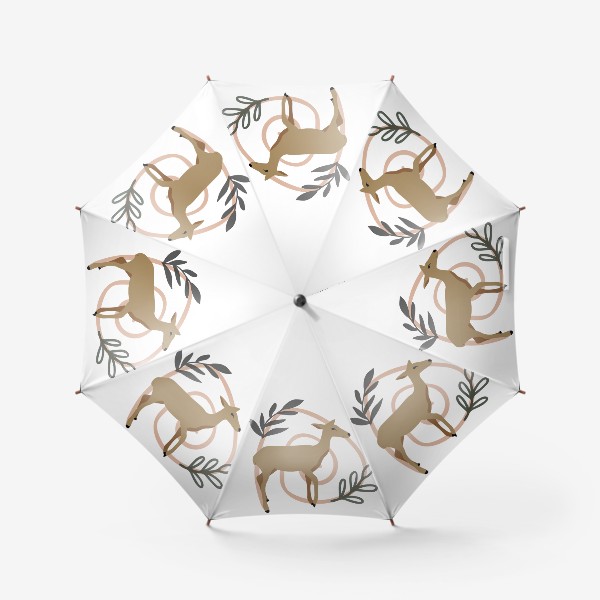 Зонт «Олень с абстрактными пятнами и листьями»