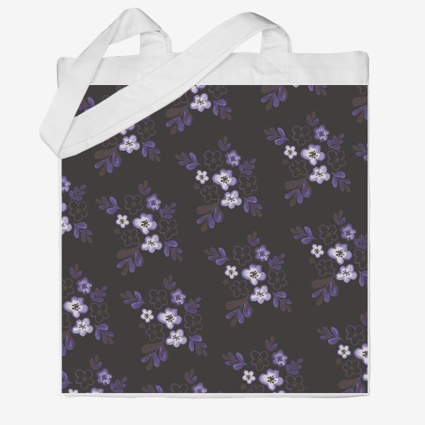Сумка хб «Фиолетовые цветы на темном фоне»
