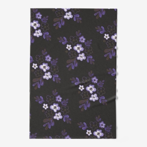 Полотенце «Фиолетовые цветы на темном фоне»