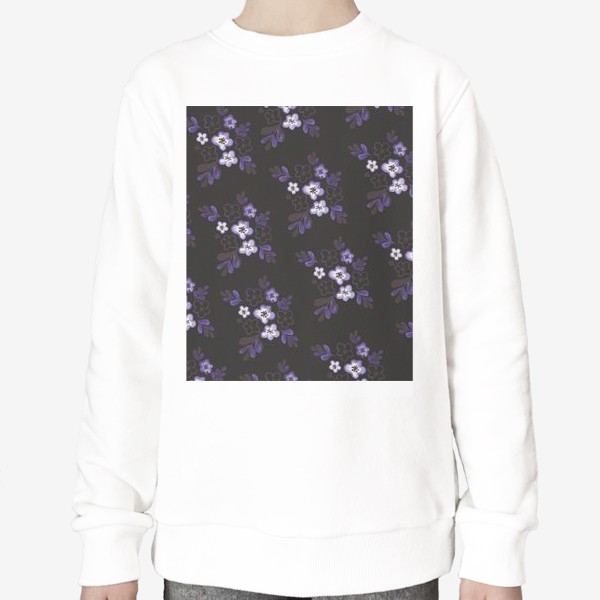 Свитшот «Фиолетовые цветы на темном фоне»