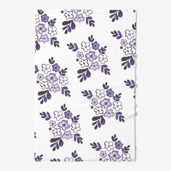 Полотенце «Фиолетовый акварельный цветочный паттерн»