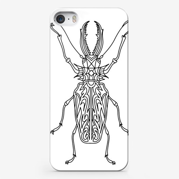 Чехол iPhone «Бразильский жук. Тропическое Насекомое. Мандала-раскраска. Линейный стиль»