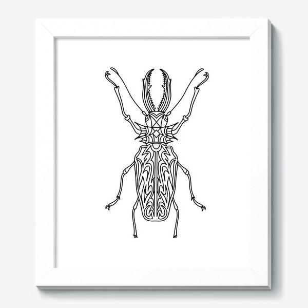 Картина «Бразильский жук. Тропическое Насекомое. Мандала-раскраска. Линейный стиль»