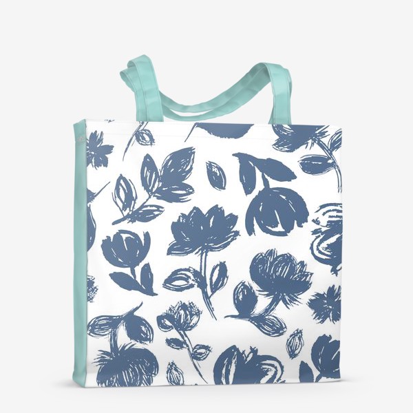 Сумка-шоппер «Синие цветы на белом фоне»