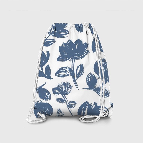Рюкзак «Синие цветы на белом фоне»