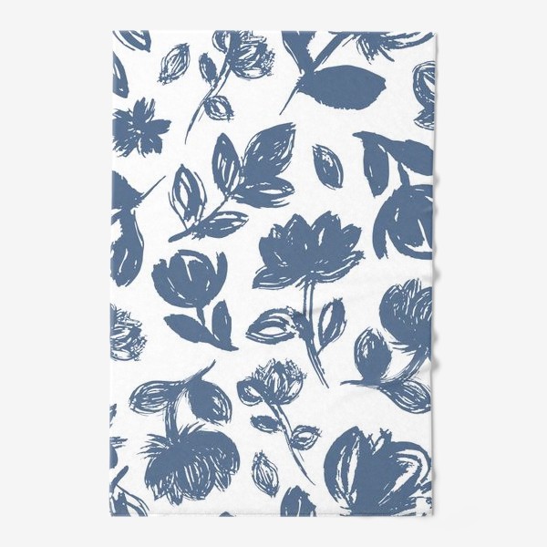 Полотенце «Синие цветы на белом фоне»