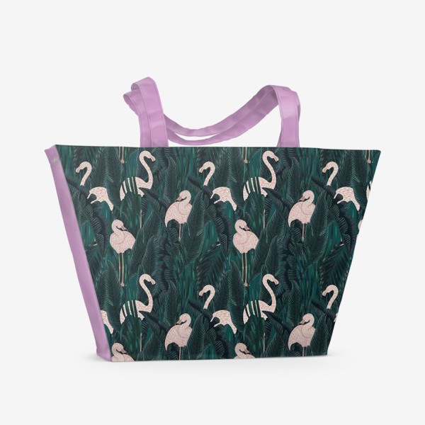 Пляжная сумка &laquo;фламинго в тропиках&raquo;