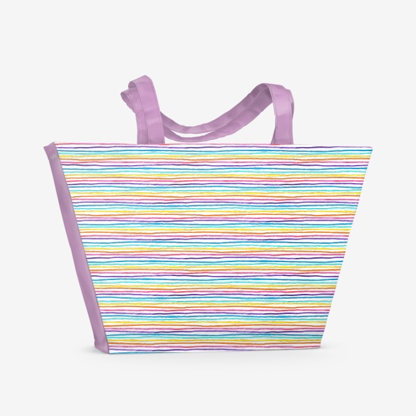 Пляжная сумка «Цветные тонкие полоски - паттерн»