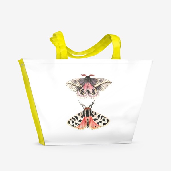 Пляжная сумка «Мотыльки, бабочки. Милый весенний принт.»