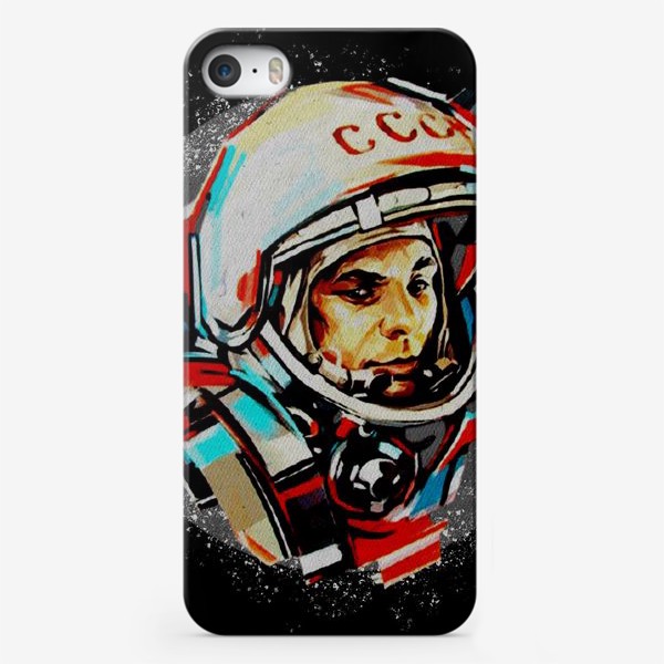 Чехол iPhone «Гагарин. Black. День космонавтики. Космос. Небо. Полет.»