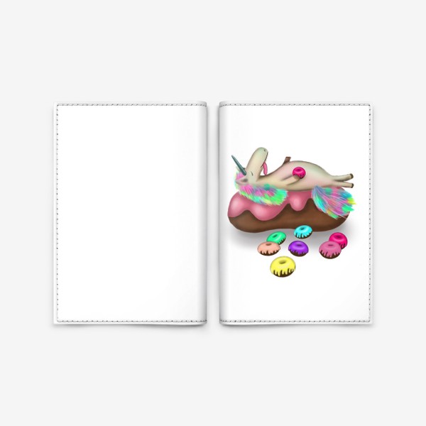Обложка для паспорта «Единорог сластена, объелся пончиками и спит»