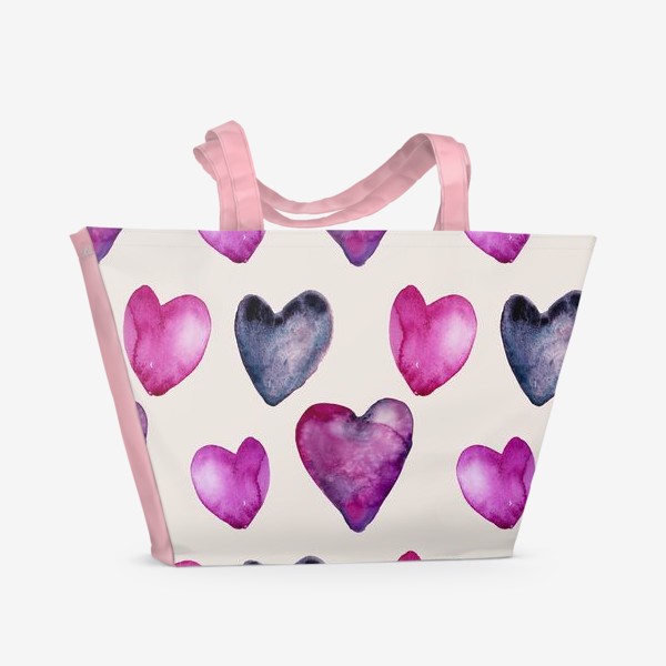 Пляжная сумка «Сердцаю Любовь. Паттерн»