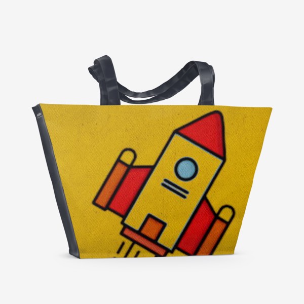 Пляжная сумка « Полет шаттла. Желтый. Гагарин. День космонавтики. Космос. Небо.»