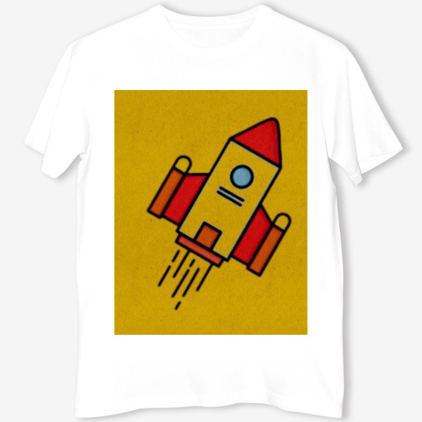 Футболка « Полет шаттла. Желтый. Гагарин. День космонавтики. Космос. Небо.»