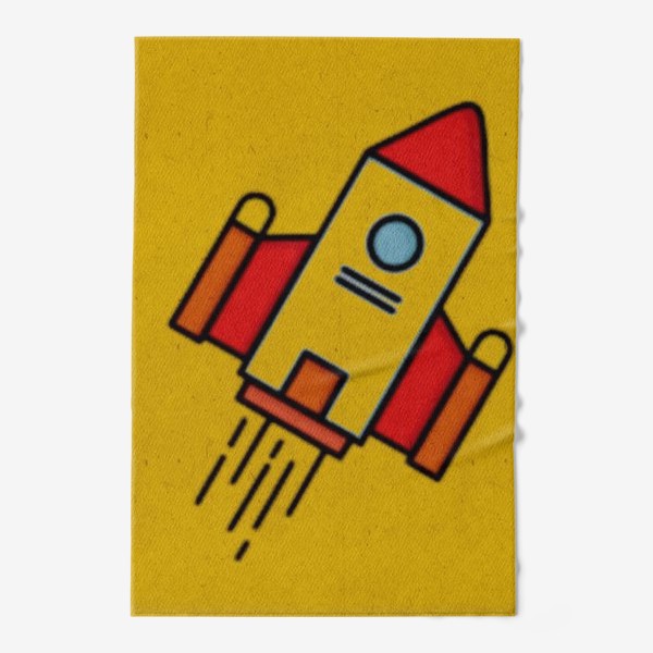 Полотенце « Полет шаттла. Желтый. Гагарин. День космонавтики. Космос. Небо.»
