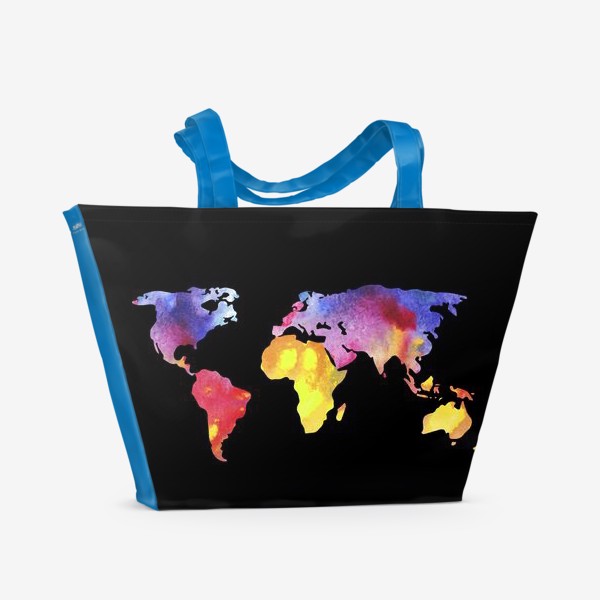 Пляжная сумка «Карта мира на черном»