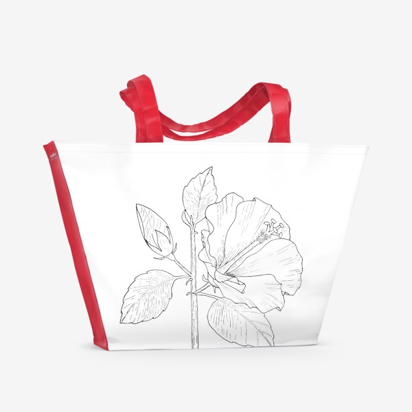 Пляжная сумка «Цветущий гибискус (графика)»