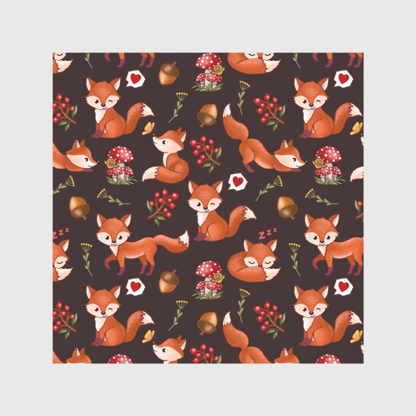 Скатерть «Радостная лисичка (лес, мухоморы, ягоды) 2»