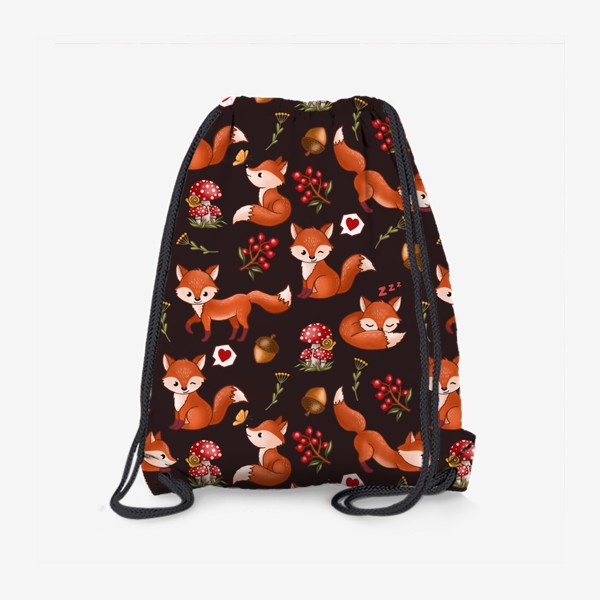 Рюкзак «Радостная лисичка (лес, мухоморы, ягоды) 2»