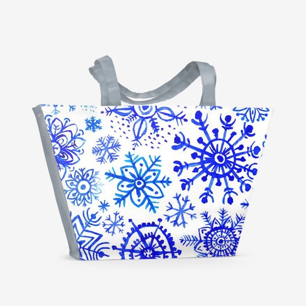 Пляжная сумка «Снежинки гжель»