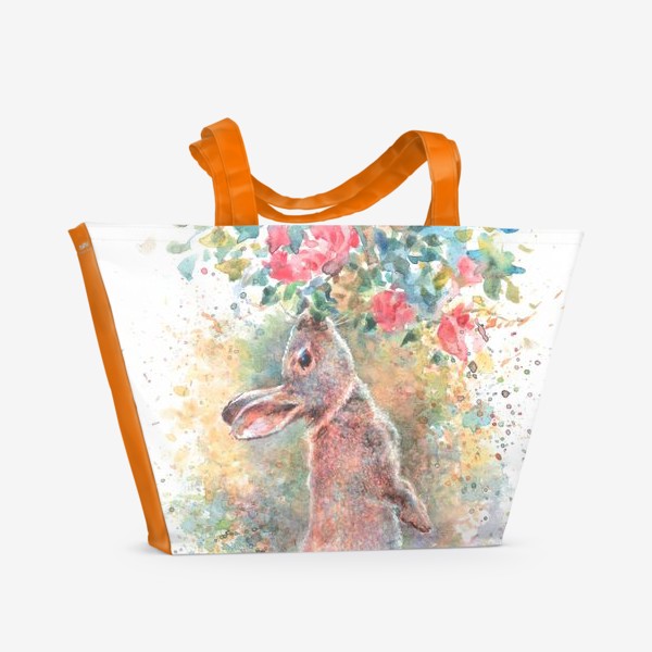 Пляжная сумка «Зайчик цветы»