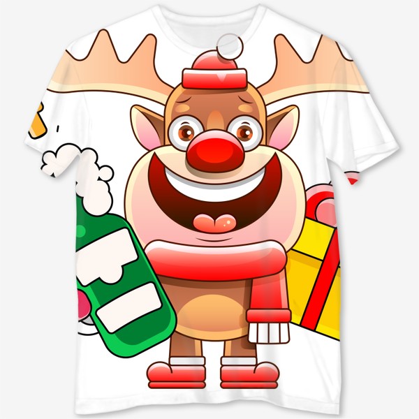 Футболка с полной запечаткой «Vector Christmas characters. Cartoon Character Isolated on White Background»