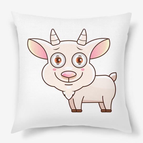 Подушка «Outlined billy goat. Vector line art illustration coloring»