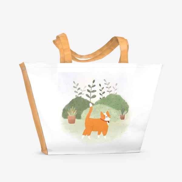 Пляжная сумка «Кот в саду»