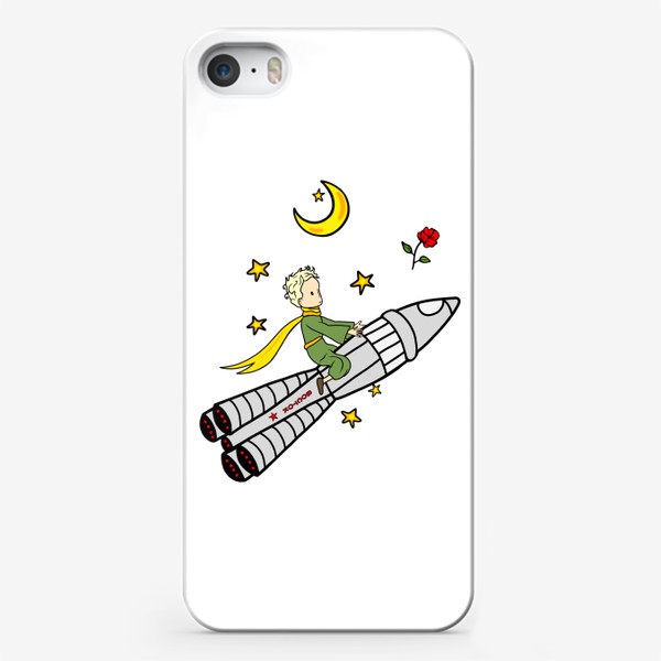 Чехол iPhone «Маленький принц на ракете»