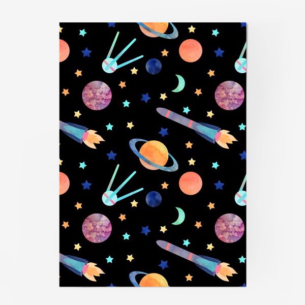 Постер &laquo;Космический паттерн с ракетой&raquo;
