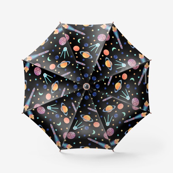Зонт «Космический паттерн с ракетой»