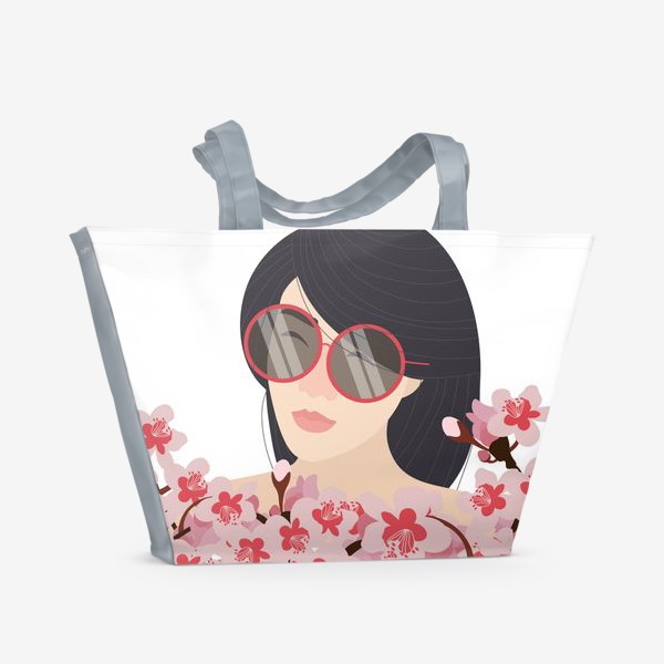 Пляжная сумка «японка в цветах»