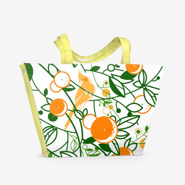 Пляжная сумка «паттерн с апельсинами и попугаем»
