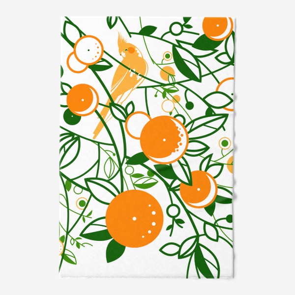 Полотенце «паттерн с апельсинами и попугаем»