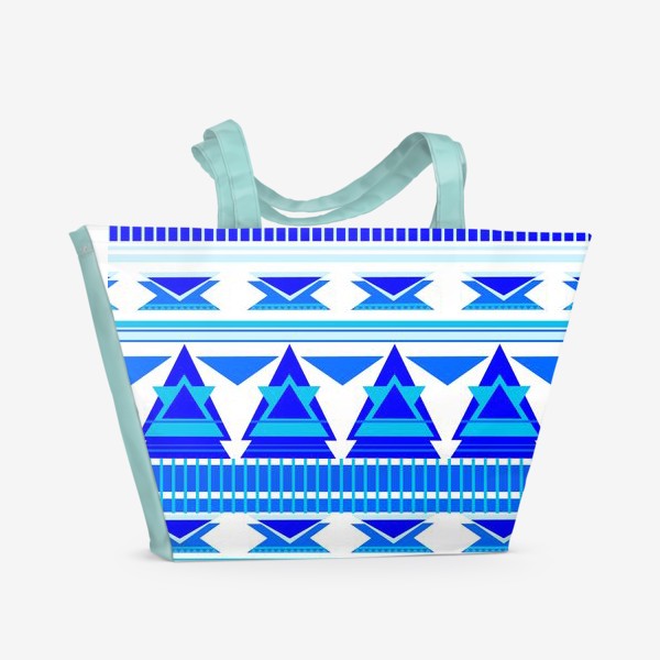 Пляжная сумка «геометрический голубой узор»