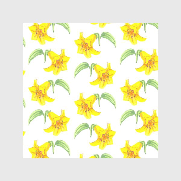 Скатерть «паттерн желтые лилии акварель цветы»