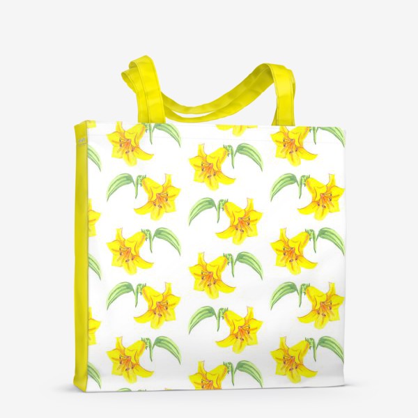 Сумка-шоппер «паттерн желтые лилии акварель цветы»