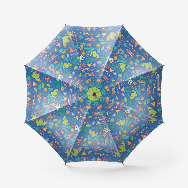 Зонт «Ботанический принт на синем»