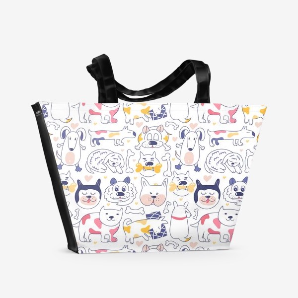 Пляжная сумка «Собаки line art»