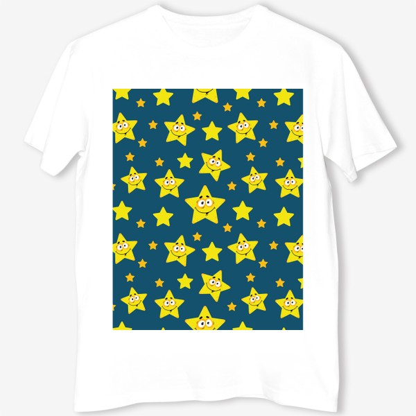 Футболка &laquo;Небесный звездопад! Паттерн со звездами на синем фоне.. &raquo;