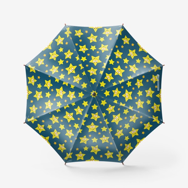 Зонт «Небесный звездопад! Паттерн со звездами на синем фоне.. »