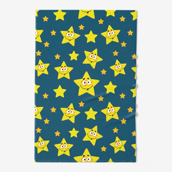 Полотенце &laquo;Небесный звездопад! Паттерн со звездами на синем фоне.. &raquo;