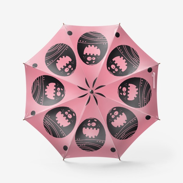 Зонт &laquo;Веселый пасхальный паттерн на розовом&raquo;