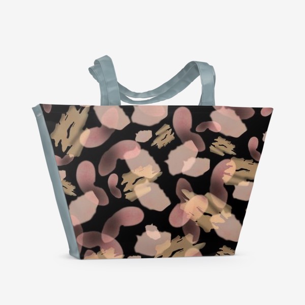 Пляжная сумка «Абстракция акварельная черная розовая»